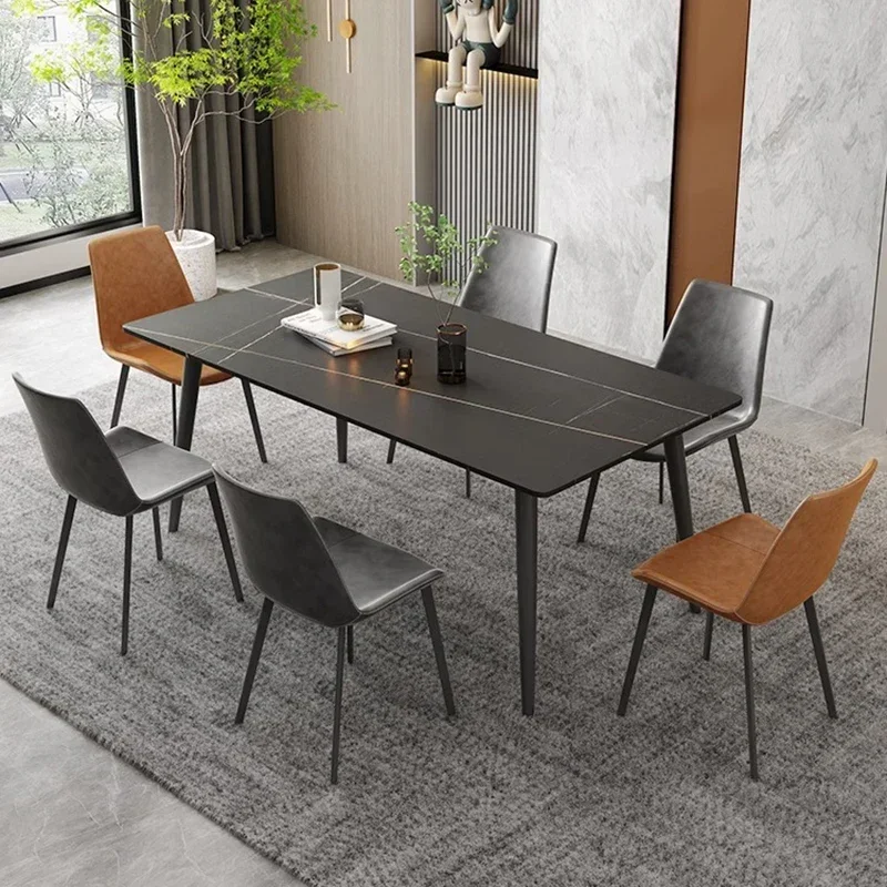 Italian Metal Home Table Modern Rectangular Design Luxury Kitchen Table Space Saving Nordic Mesas De Comedor Kitchen Furniture