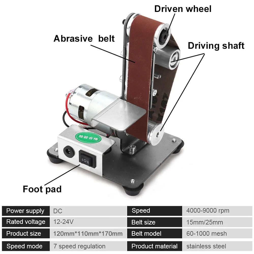 Multifunctional Grinder Mini Electric Belt Sander Polishing Grinding Machine Cutter Edge Sharpener for Polishing Wood Acrylic