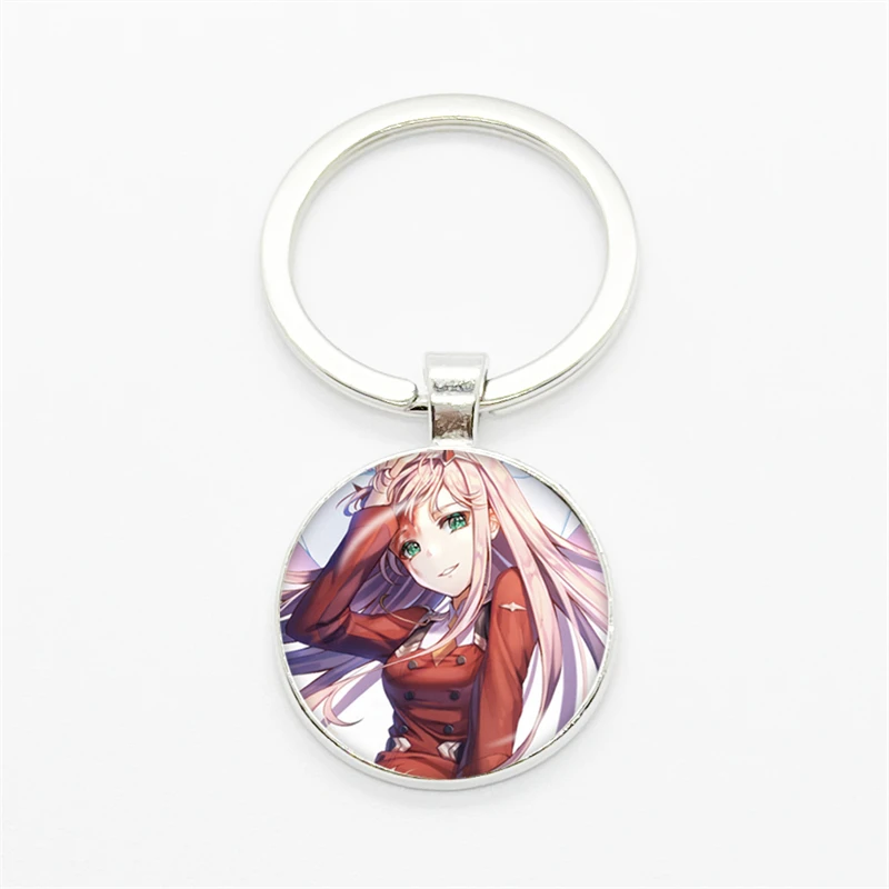 Japan Anime DARLING In The FRANXX Keychain 02 ZERO TWO Cosplay Cute Pendant Men Women Glass Key Chain Car Bag Jewelry Gift