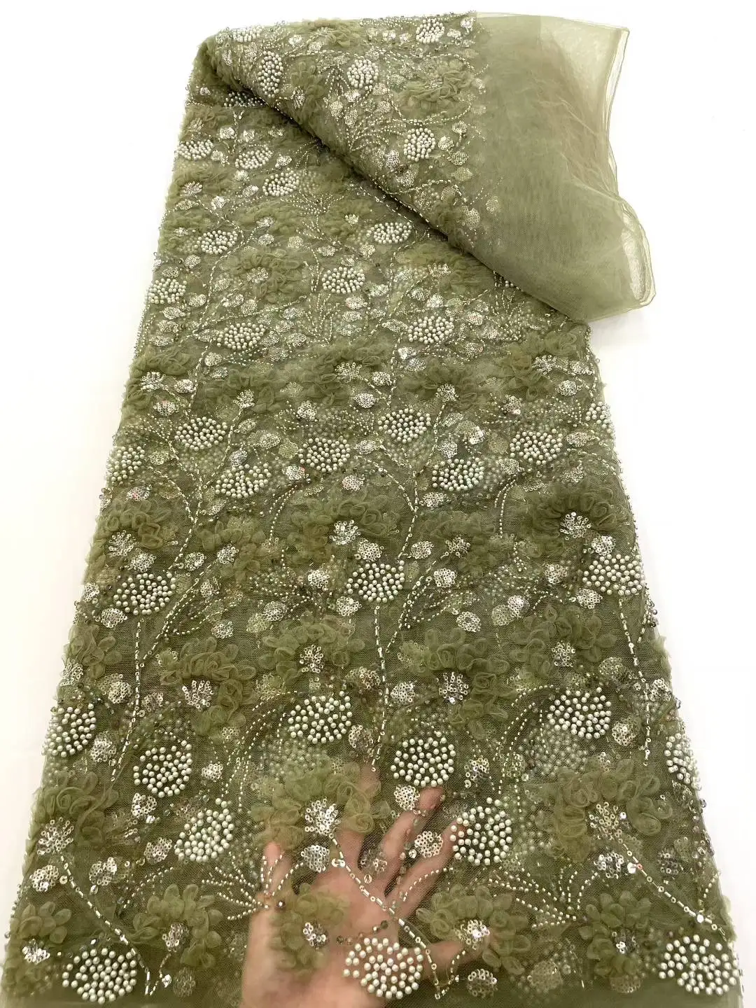 아프리카 나이지리아 비즈 프랑스 메쉬 레이스 스팽글 고품질 2025 자수 레이스 스팽글 레이스 웨딩 드레스 여성용