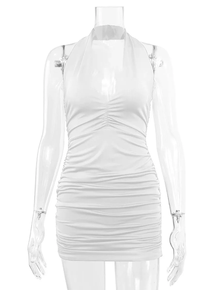 Sexy Diepe V Avondfeest Mouwloze Backless Jurk Zomer Korte Witte Halter Jurken Vrouwen Strakke Club Mini Jurk Clubwear TNP8