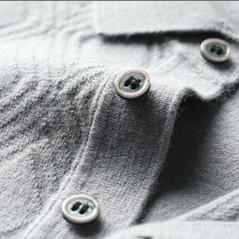 Men's Quiet Luxury Knit Pullover - Business Smart Cashmere Blend Anti-Pilling Polo - Charcoal Gray Soft & Breathable - Image 4