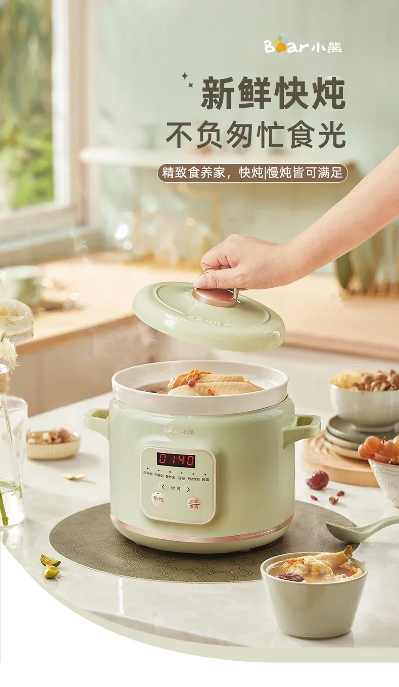 220V Electric Stewpot with Ceramic Material and Soup/Baby Food Cooking Function