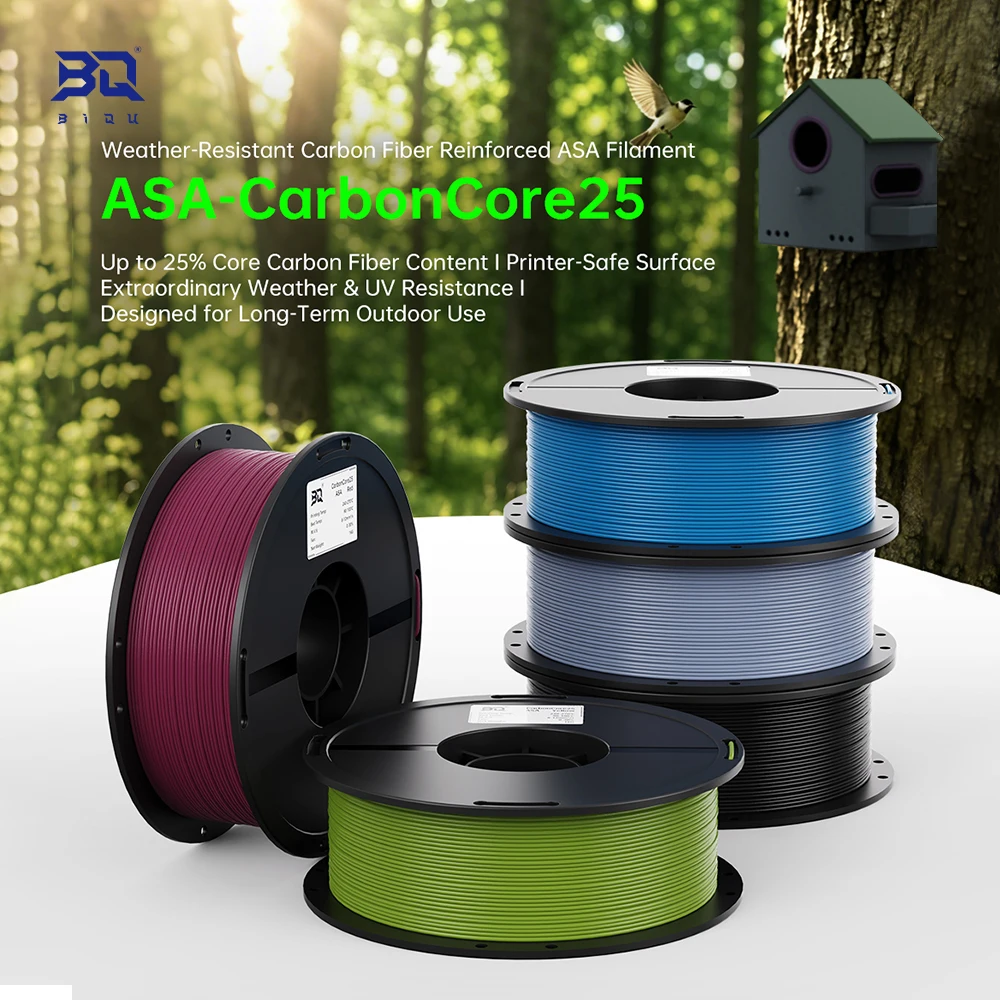Asa Filament Outdoor - BIQU ASA-CarbonCore25 1,75mm 1KG 25% Carbonfaser-ASA-Filament