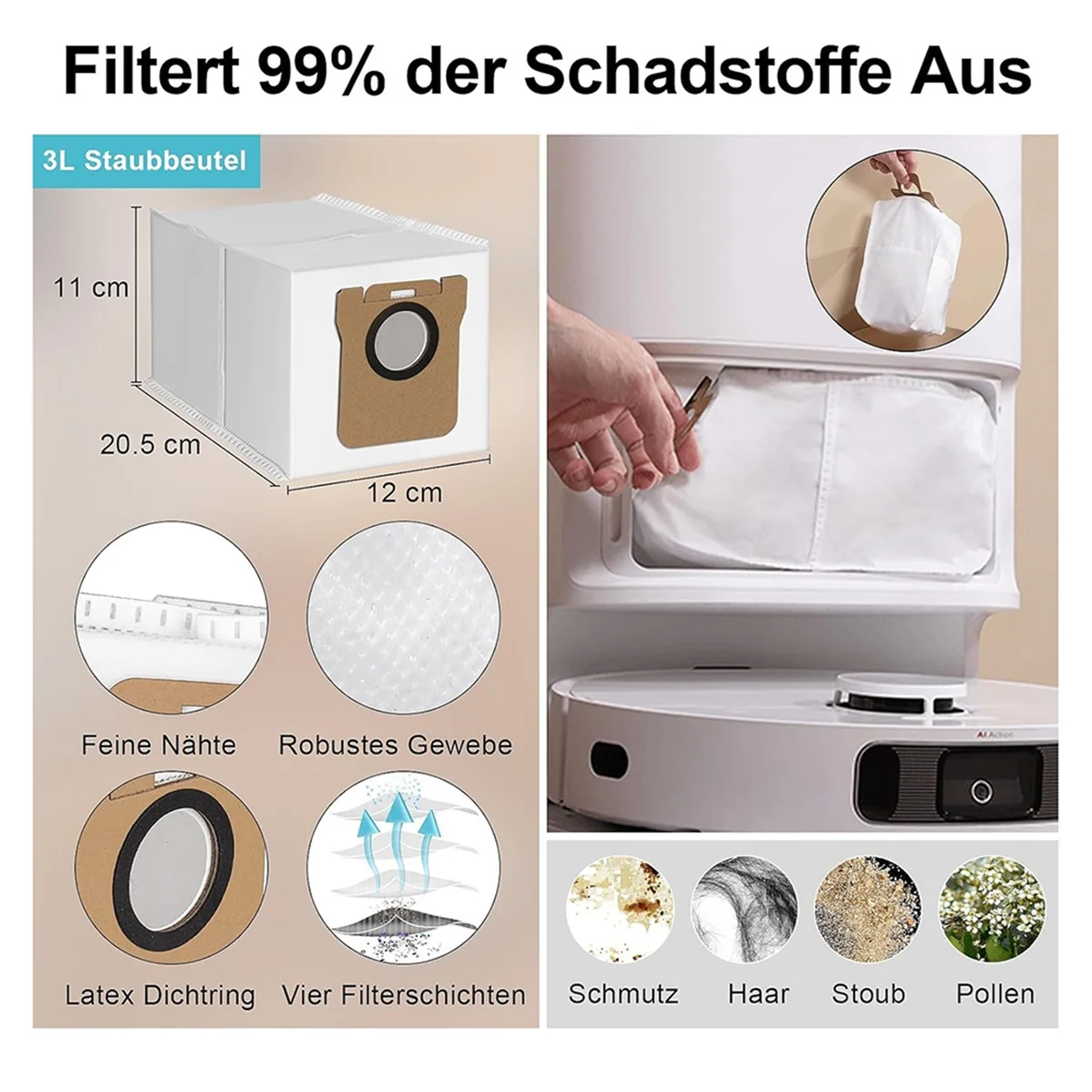 FNJK-ملحقات لـ Dreame L10s Ultra/L10 Ultra مجموعة ملحقات جهاز آلي لتنظيف الأتربة قطع غيار مع أكياس الغبار ممسحة المسح