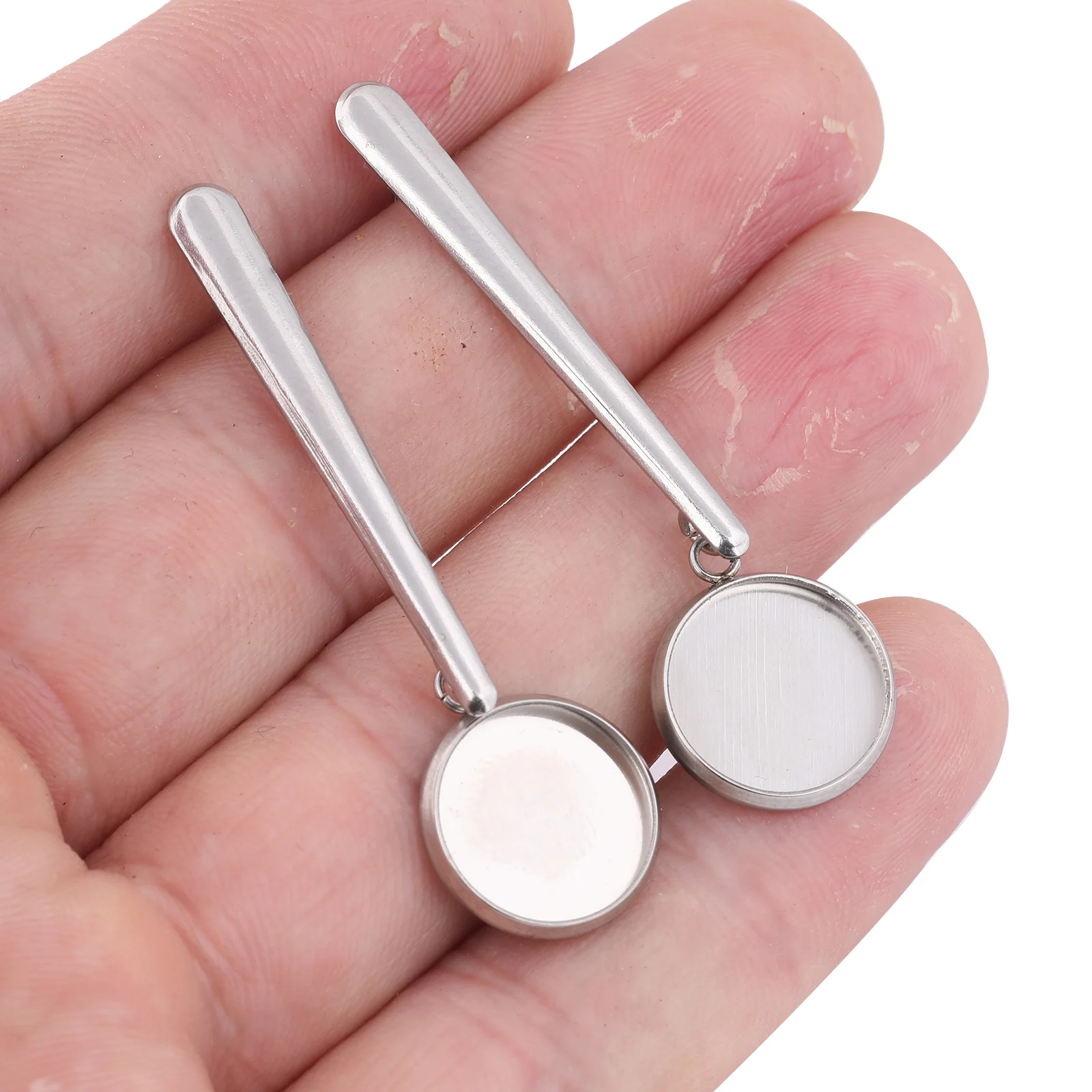 

10 шт., длинный стержень из нержавеющей стали, основа для сережек, заготовки, подходят для 12 мм, лотки для установки кабошона, аксессуары для изготовления ювелирных изделий своими руками