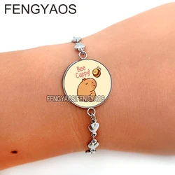 Stainless Steel Bee and Capybara Bracelet Cute Animal Bangles Gift for Girls