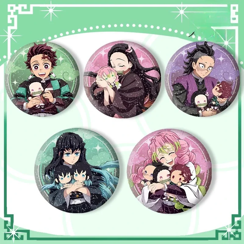

5Pcs Demon Slayers Cartoon Character Button Badge Pin Brooch Collectible Souvenir Gift for Anime Lovers 58mm