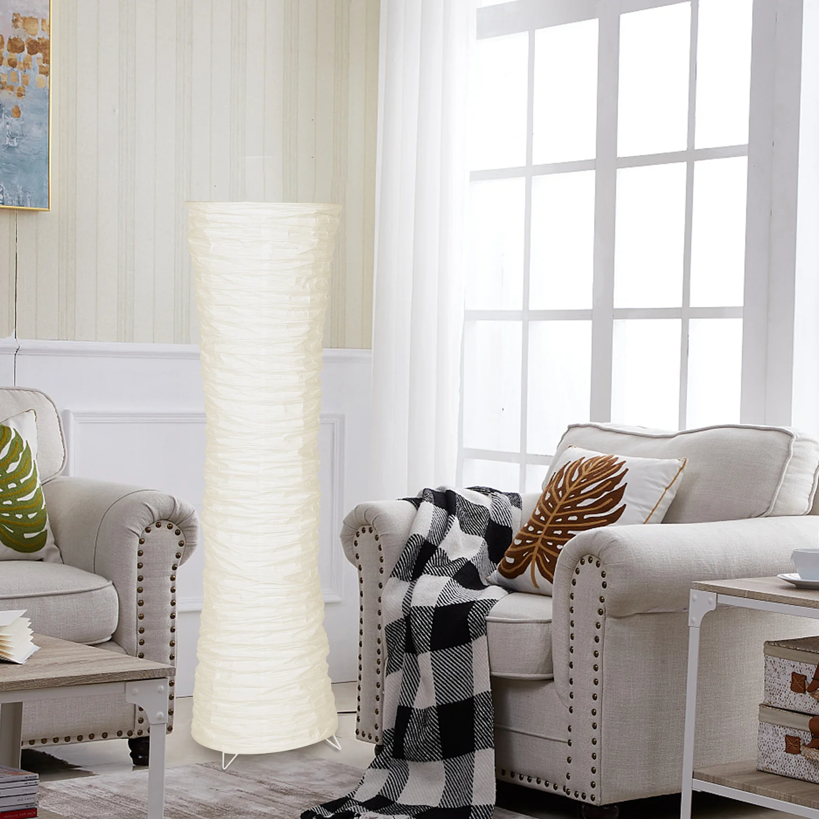

Japanese-style Paper Floor Lamp Light Shade Wrought Iron Large Beige Lampshade Replacement Shades