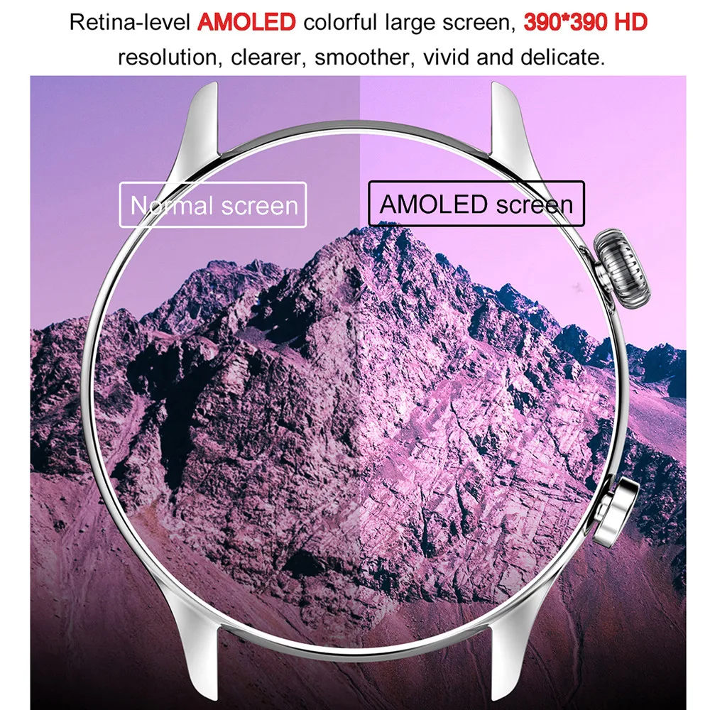 2022 بلوتوث دعوة ساعة ذكية AMOLED 1.36 "HD شاشة الساعات معدل ضربات القلب ضغط الدم رصد الرياضة Smartwatch للرجال والنساء