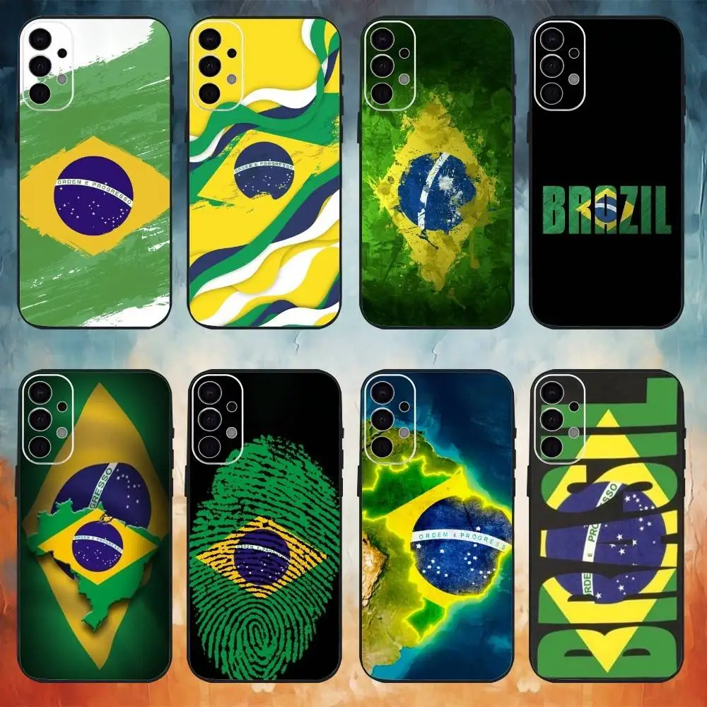 

Brazil Flag Phone Case For Samsung S25,S24,S21,S22,S23,S30,Ultra,S20,Plus,Fe,Note,10,9,5G Black Cover