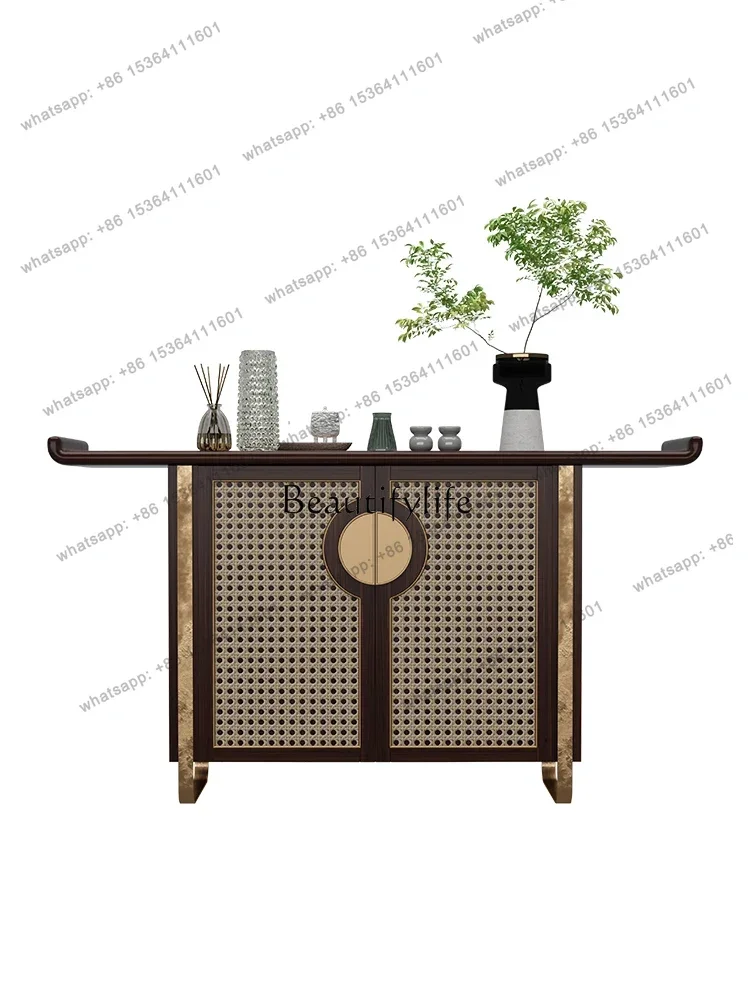 

New Chinese Style Entrance Cabinet Ugyen Wood Light Luxury Side View Zen Modern Console Tables a Long Narrow Table Hall Cabi