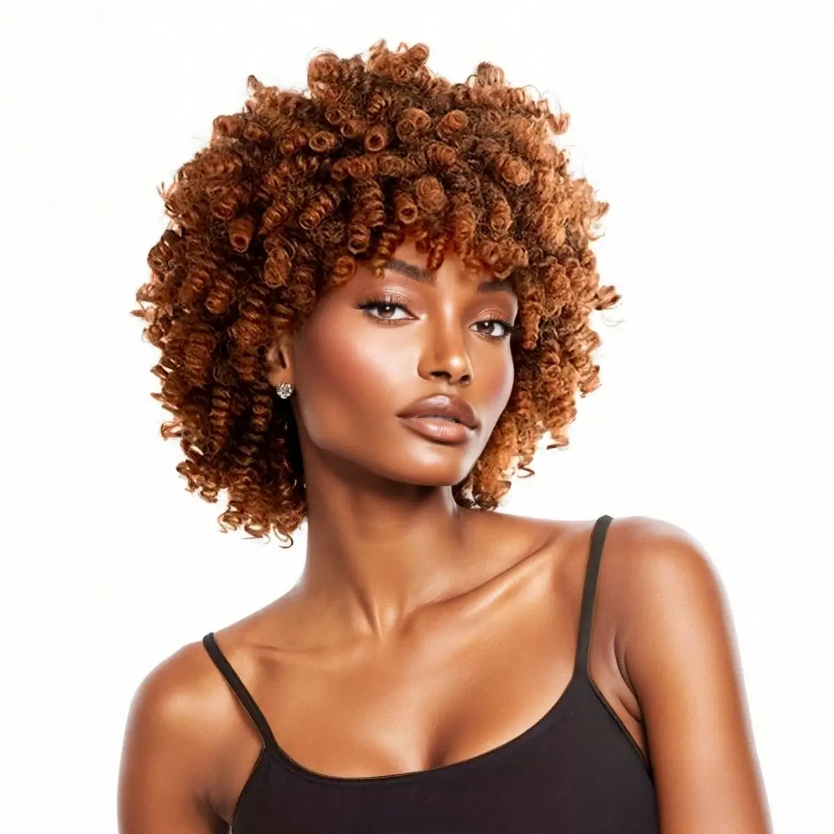 

Anxin New Arrivel Brown Afro Wigs for Blakc Women Synthetic Curly Wig Glueless Wigs for Women Daily Use