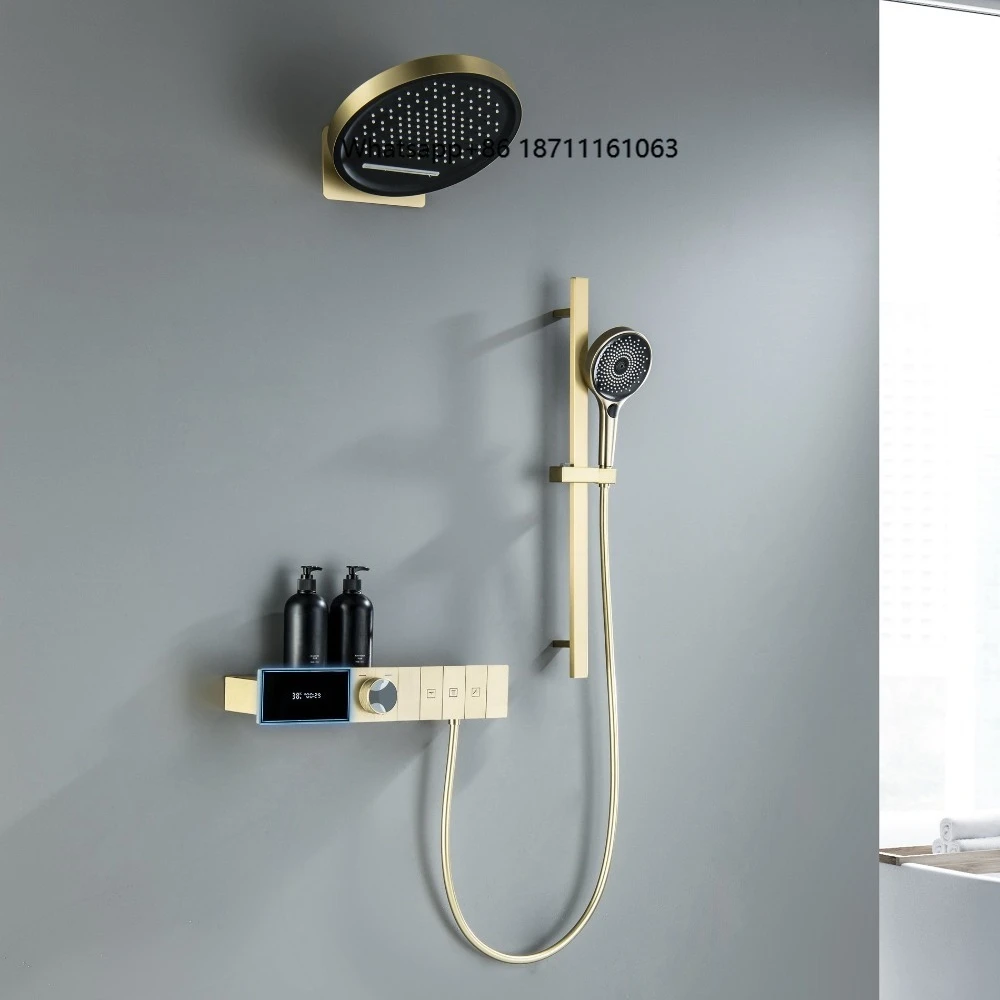 Wholesale Concealed Brass Rain Shower Set Ceramic Valve Core Modern Design Brushed Finish Wall-Mounted Soft Spray Hotel Use