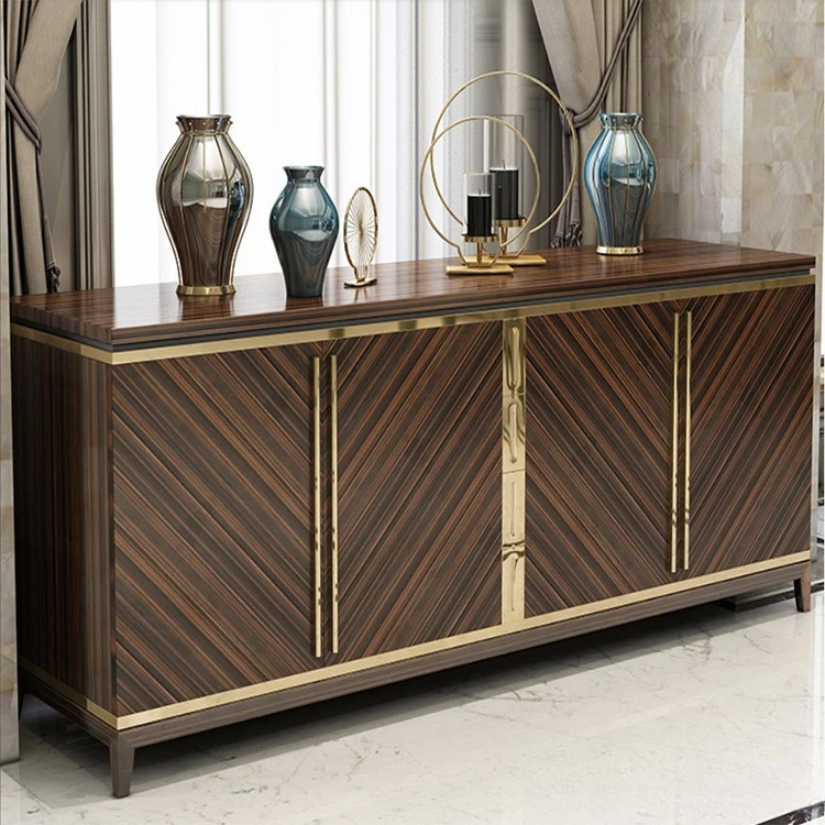 Simple modern light luxury stainless steel entrance dining side cabinet model room classical locker