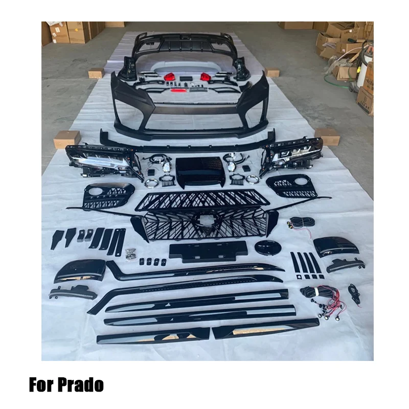 PP Body Kits for Prado Land Cruiser 150 2010 Upgrade 2018 2019 2020 2021 Front and Rear Bumper for Prado Black