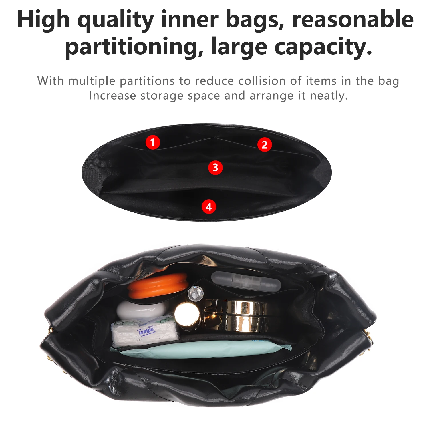 WUTA Bag Organizer For CC 22 Bag Handbag Dupont Paper Inner Bag Insert Storage Bags Liner Bag Support Shaper