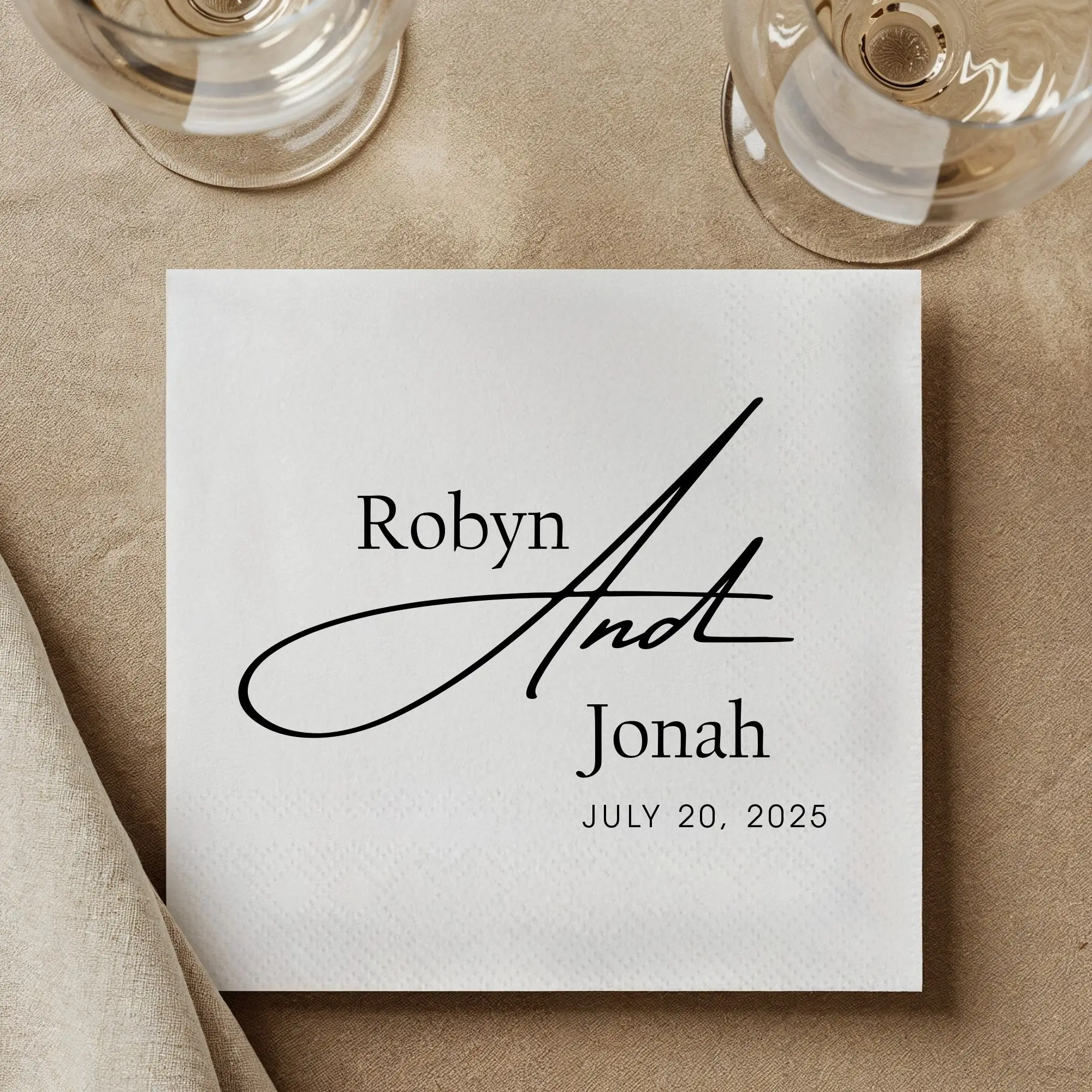 

Personalized Paper Napkins for Wedding Custom Cocktail Napkins of Text Elegent Disposable Napkins,for Baby Shower Hen Party