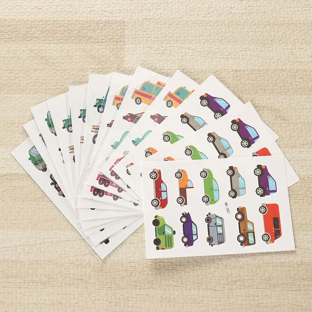 

Cartoon Car Temporary Tattoos For Kids Waterproof Safe Skin-Friendly Party Favors Stickers Vehicle Tattoos For Boys