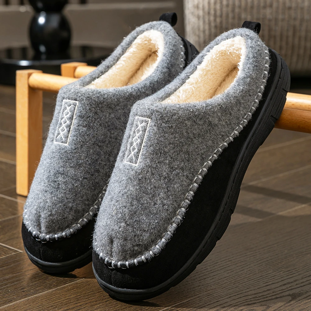 Men's House slippers Mark Line Comfy Memory Foam Soft Durable Outdoor Shoes non-slip Winter Living Room image 2