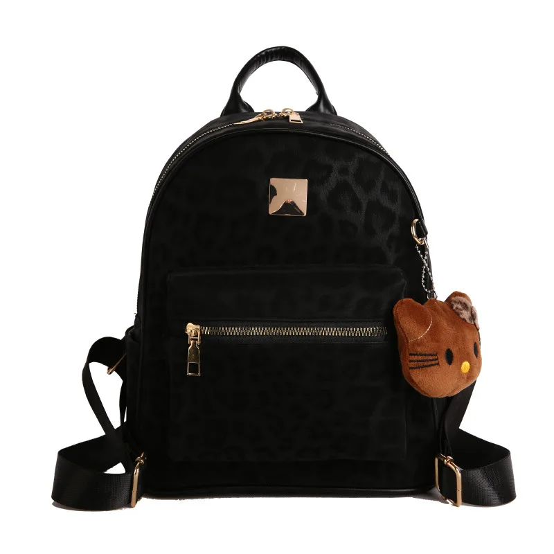 New women's backpack trendy fashion leopard print commuter backpack retro niche versatile student schoolbag