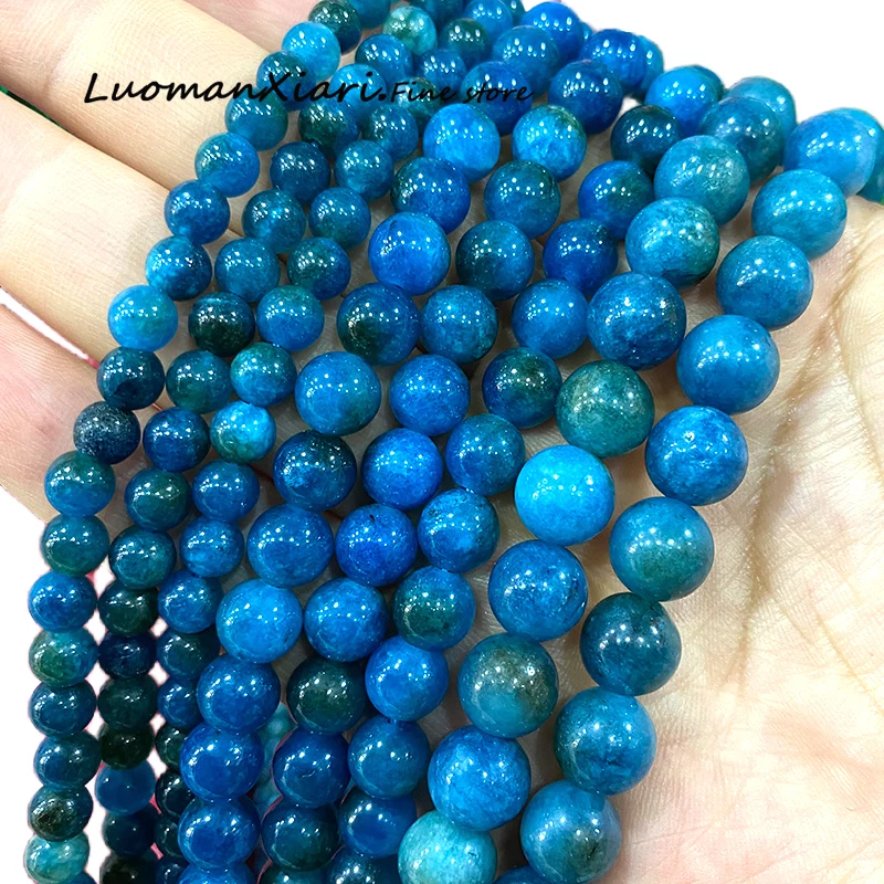 

Natural Stone 6/8/10MM Apatite Chalcedony Loose Round Spacer Beads for Jewelry Making DIY Bracelet Charms Accessories 15''