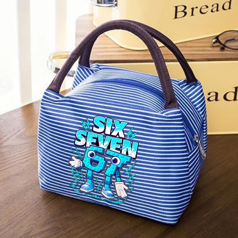 

Изолированные сумки для обеда Steal A Brainrot, аниме 67, шесть семи оксфордских пакетов Bento, портативная детская термоизоляционная сумка для еды для пикника, новинка