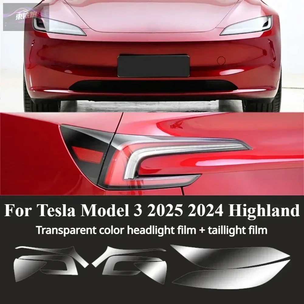 For Tesla Model 3 Highland 2024 2025 Accessories Exterior Headlight Taillight Anti-scratch TPU PPF Protective Film Refit Sticker