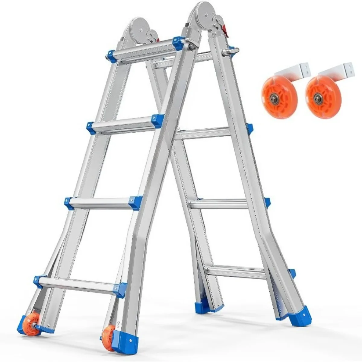 プロ仕様 4段伸縮はしご、17フィート、拡張ベース、330ポンドの高耐久、塗装や修理用