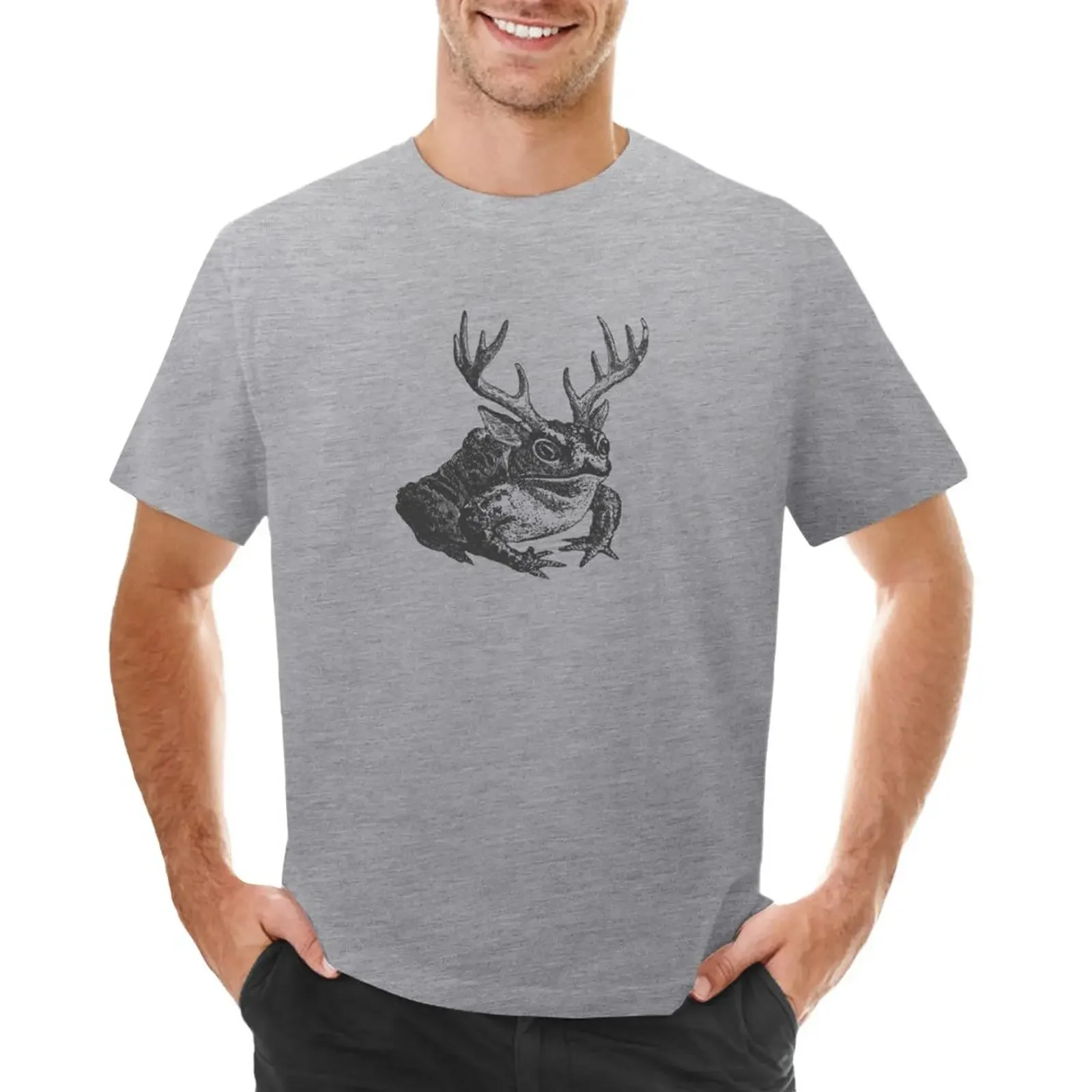 

Cottagecore Frog Antlers - Toad Horns and Fairy Ears - Vintage Dark Fairycore Aesthetics Horned Froggy - Light Academia T-Shirt