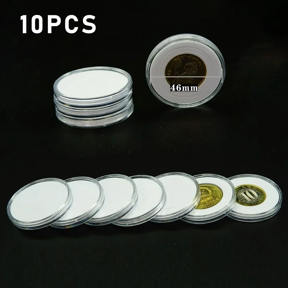 10/25 sztuk 46mm przezroczysty plastikowy pojemnik na monety pudełko do zbierania monet Case na kapsułki do przechowywania monet pudełka ochronne