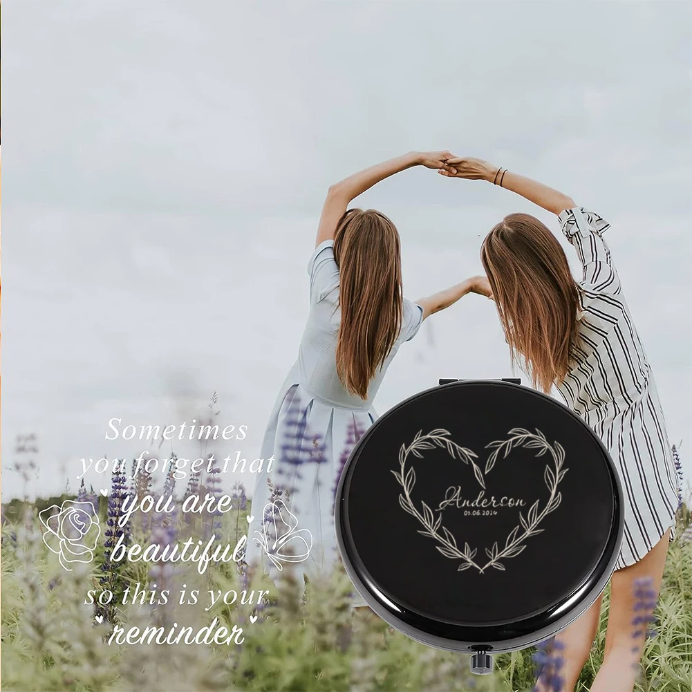 

1pc love creative Old Engraving Custom Name Makeup Mirror Metal Sliver Anniversary gifts