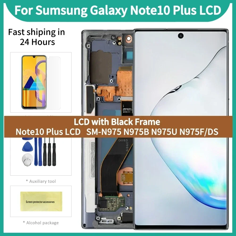 AMOLED Screen for Samsung Galaxy Note10 Plus, LCD Display, Touch Screen Digitizer Assembly, SM-N975F, N975U, Note 10