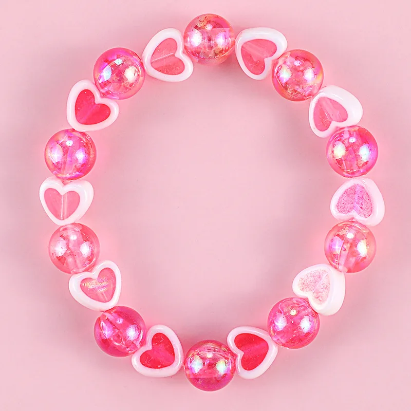 Acrylic Color Love Heart Bracelet For Children Friendship Bracelets For Girls Cute Simple Jewelry Accessories Charms Gift  2022