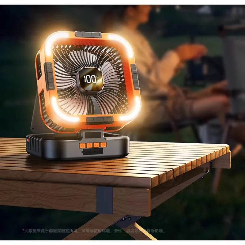 

Solar outdoor camping fan, rechargeable electric fan, high wind, long battery life