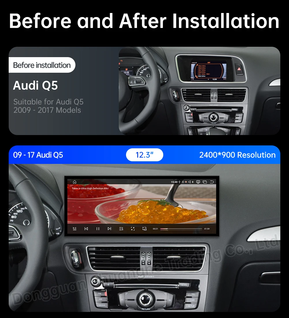 Wireless Auto For Audi Q5 2009 - 2017 Android 15  Navi GPS Car Multimedia Carplay DSP Stereo 4G WIFI Accessories QLED Screen BT