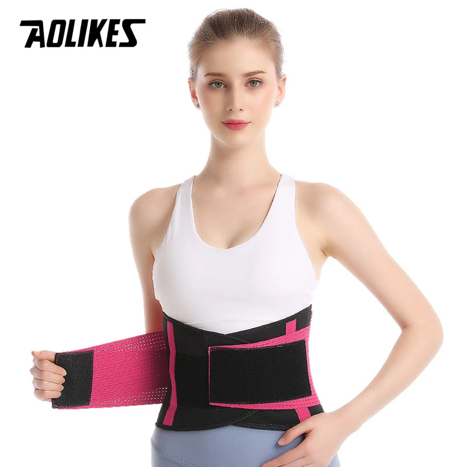 AOLIKES Men And Women Waist Trimmer Belt Lumbar Back Support Gym Fitness Weightlifting Belt Adjustable Abdominal Waist Trainer