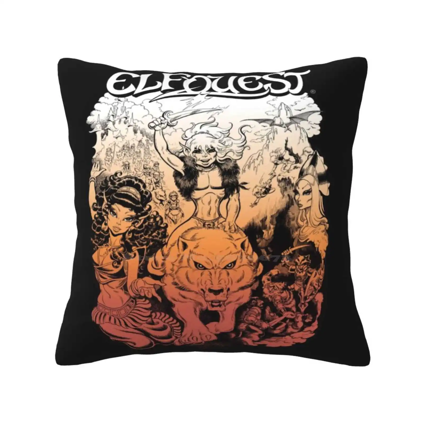 Elfquest : First Portfolio Bedroom Office Hug Pillowcase Elfquest Elves Fantasy Artist Wolfrider Comics Comic Books Comic Book