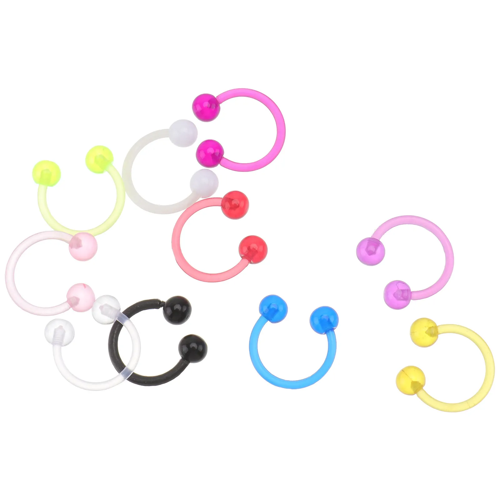 10Pcs U Shape Nose Jewelry Decor Fake Piercing Acrylic Stud Exquisite Design Fashionable Gift Nose Ring Piercing Jewelry