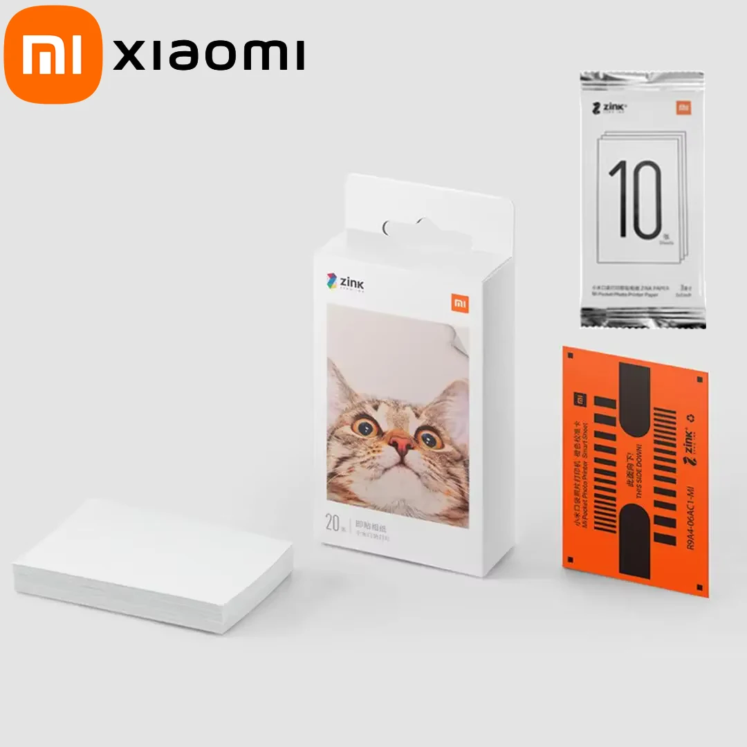 Original Xiaomi ZINK Pocket Printer Paper Self-adhesive Photo Print 20/40/60 Sheets for Xiaomi 3-inch Mini Pocket Photo Printer