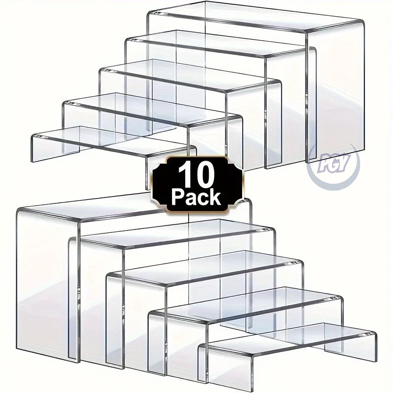 10pcs Clear Acrylic Display Stands Versatile Transparent Organizer for Handbags Desserts Jewelry & Perfume Retail Store Displays