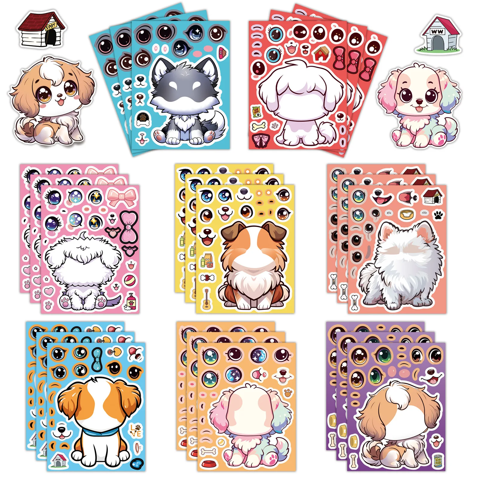8 Stück Cartoon-Aufkleber mit niedlichen Hunden, Dekoration für Telefon, Tablet, Skateboard, wasserdicht, DIY, für Kinder, Schreibwaren, Dekoration, lustige Aufkleber