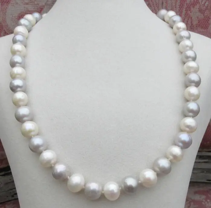 

Unmatched AAAA 10-11mm Natural REAL ROUND TAHITIAN White Gray pearl necklace 14K GOLD Fine Jewelry Gifts