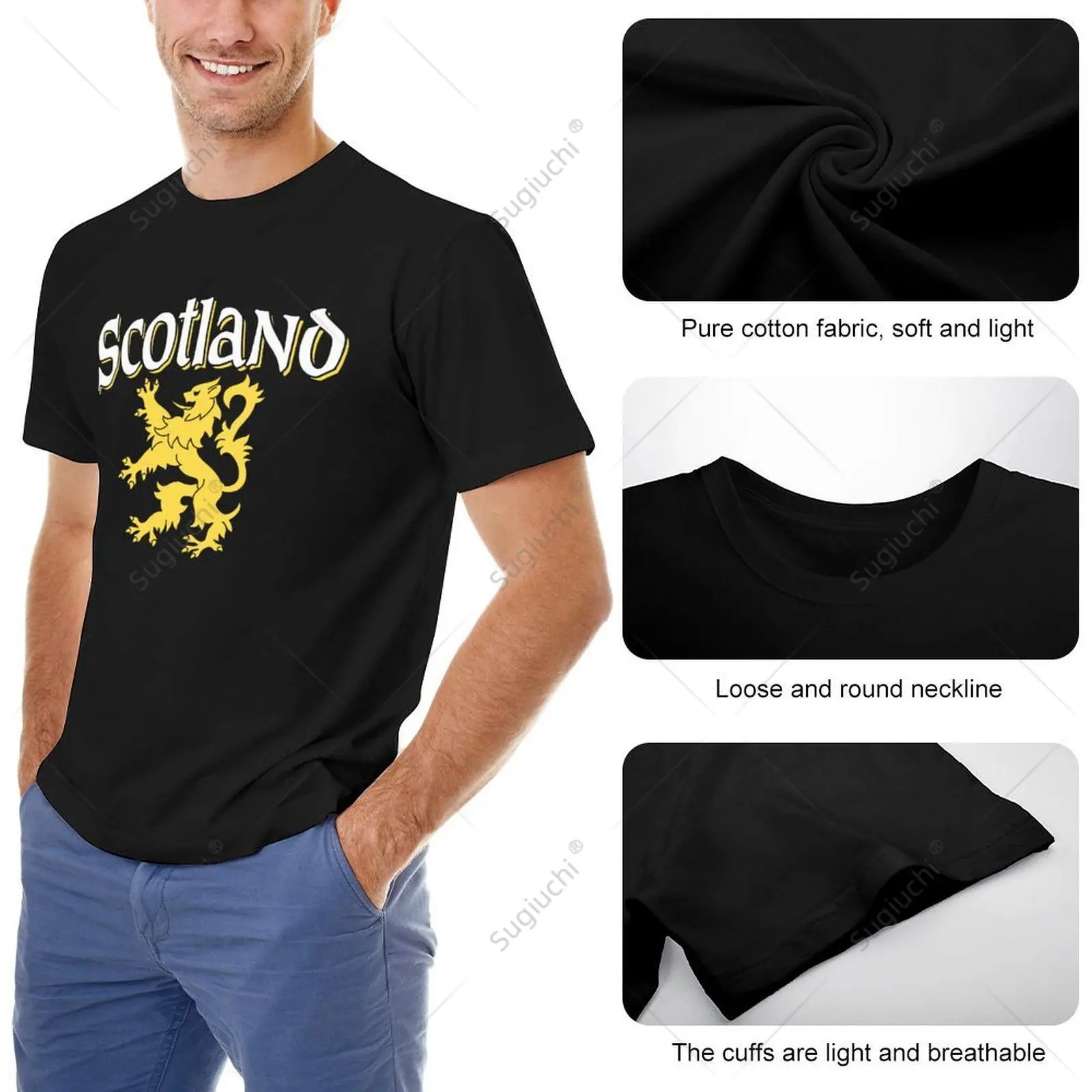 Unisex Men Scotland Rampant Lion Tshirt Tees T Shirts Women Boys 100% Cotton T-Shirt view 5