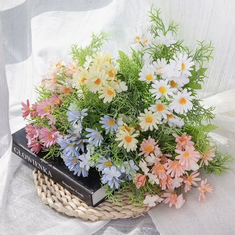 Ramo Artificial de seda hecho a mano Retro, plantas de Margarita simuladas, 4/6/8/10 Uds. Para florero, hogar, sala de estar, ramo de novia de boda DIY