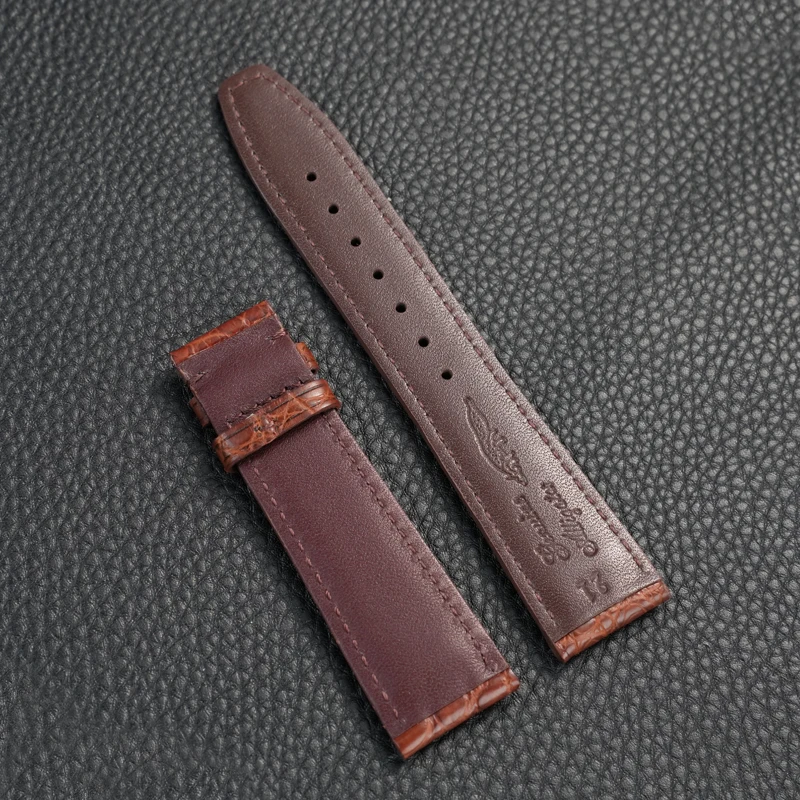 21 مللي متر 22 مللي متر حزام جلد التمساح ل IWC البرتغالية الطيار الرجال سوار استبدال شريط للرسغ سوار أسود بني #5