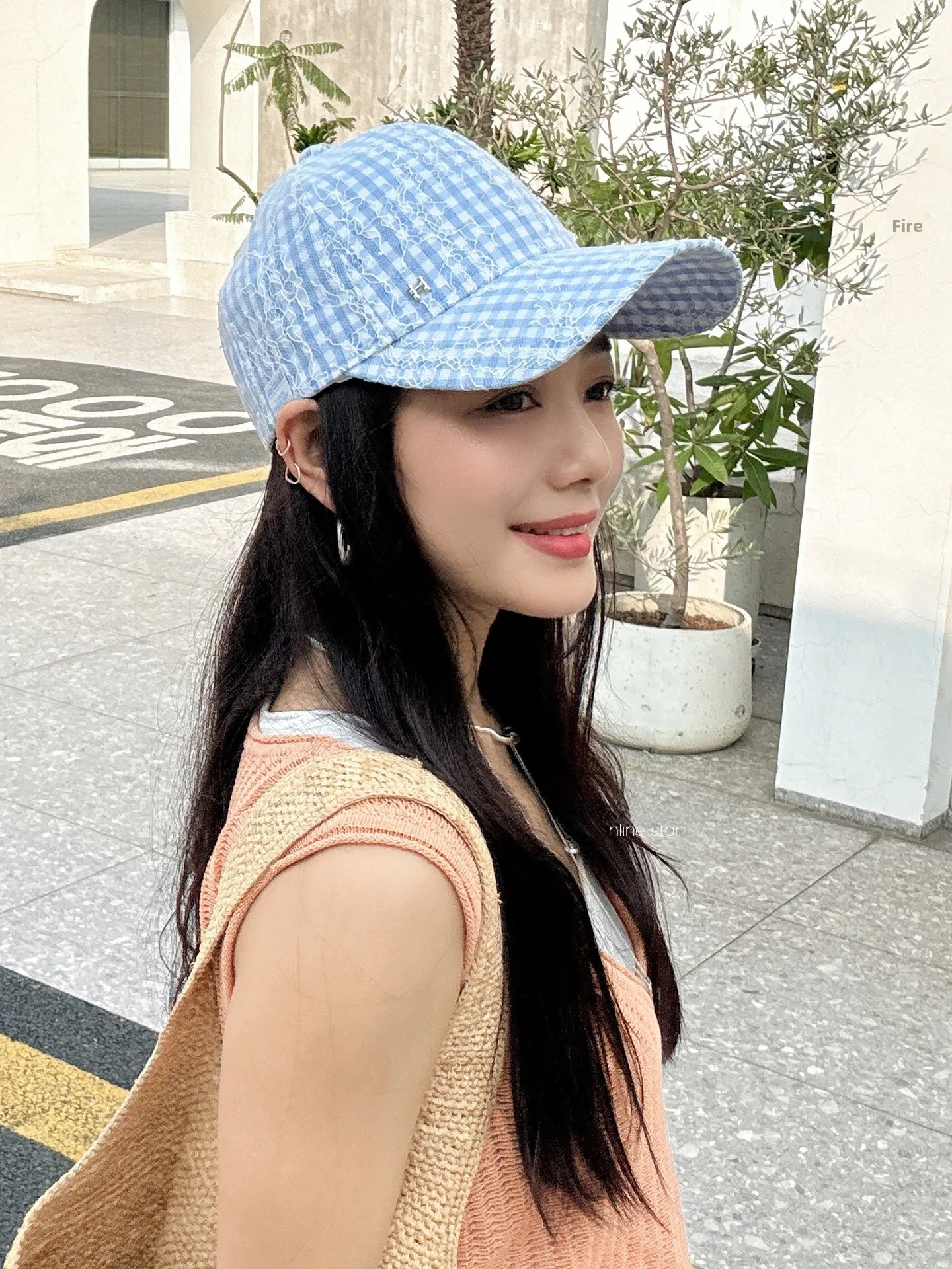 korean-style-mm-fashion-brand-spring-summer-plaid-lace-women's-sun-protection-hat-thin-breathable-casual-stylish-baseball-cap