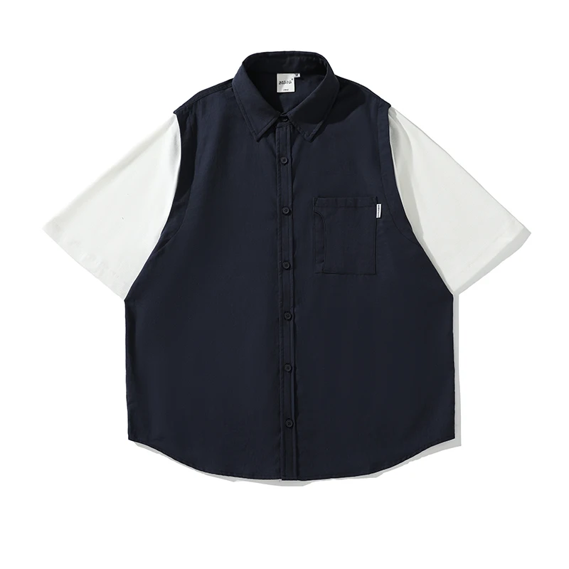 

Retro Japanese Sle y Workwear ort Sve irt Men's Summer Trendy Patchwork f Sve irt Breathable Moisture ...