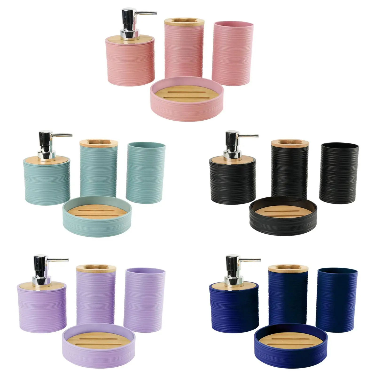 

4x Bathroom Accessories Decorative Bathroom Decor Mouthwash Cup Bath Accessory Complete Set for Vanity Countertop Bathroom