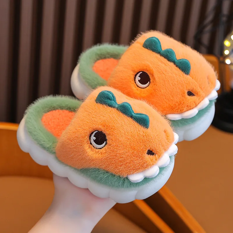 Children Home Shoes Girls Cashmere Cotton Slippers Baby Boy Young Warm Shoes Girls Slippers Indoor Cartoon Cotton-padded Shoes